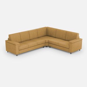 Divano Marrak 3 posti (tre sedute da 60cm)+ angolo + divano 2 posti medio (due sedute da 70cm) misure esterne L.286x246 colore ocra