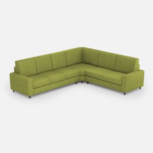 Divano Sakar 3 posti (tre sedute da 60cm)+ angolo + divano 2 posti medio (due sedute da 70cm) misure esterne L.286x246 colore verde