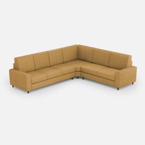 Divano Sakar 3 posti  (tre sedute da 60cm) + angolo + divano 2 posti( due sedute da 60cm) misure esterne L.286x226 colore ocra