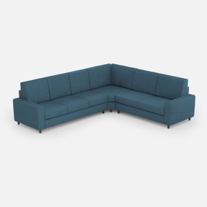 Divano Sakar 3 posti (tre sedute da 60cm)+ angolo + divano 2 posti medio (due sedute da 70cm) misure esterne L.286x246 colore avio