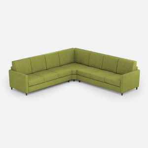 Divano Karay 3 posti  (tre sedute da 60cm) + angolo + divano 3 posti (tre sedute da 60cm) misure esterne L.281x281 colore verde
