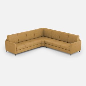 Divano Karay 3 posti  (tre sedute da 60cm) + angolo + divano 3 posti (tre sedute da 60cm) misure esterne L.281x281 colore ocra