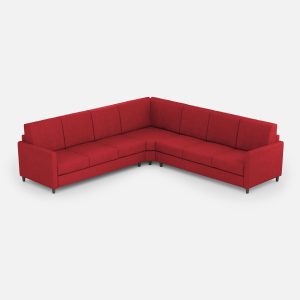 Divano Karay 3 posti  (tre sedute da 60cm) + angolo + divano 3 posti (tre sedute da 60cm) misure esterne L.281x281 colore rosso
