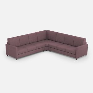 Divano Karay 3 posti  (tre sedute da 60cm) + angolo + divano 3 posti (tre sedute da 60cm) misure esterne L.281x281 colore prugna