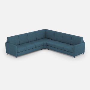 Divano Karay 3 posti  (tre sedute da 60cm) + angolo + divano 3 posti (tre sedute da 60cm) misure esterne L.281x281 colore avio