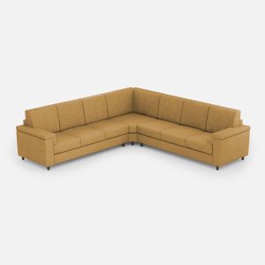 Divano Marrak 3 posti  (tre sedute da 60cm) + angolo + divano 3 posti (tre sedute da 60cm) misure esterne L.286x286 colore ocra
