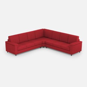 Divano Marrak 3 posti  (tre sedute da 60cm) + angolo + divano 3 posti (tre sedute da 60cm) misure esterne L.286x286 colore rosso