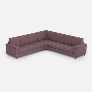 Divano Marrak 3 posti  (tre sedute da 60cm) + angolo + divano 3 posti (tre sedute da 60cm) misure esterne L.286x286 colore prugna