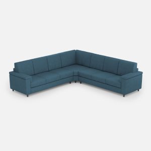 Divano Marrak 3 posti  (tre sedute da 60cm) + angolo + divano 3 posti (tre sedute da 60cm) misure esterne L.286x286 colore avio