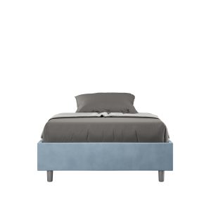 Letto una piazza e mezza senza rete imbottito 120x210 microfibra azzurro Azelia