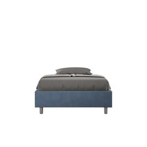 Letto una piazza e mezza senza rete imbottito 120x210 microfibra blu Azelia