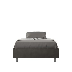 Letto una piazza e mezza senza rete imbottito 120x210 microfibra grigio Azelia