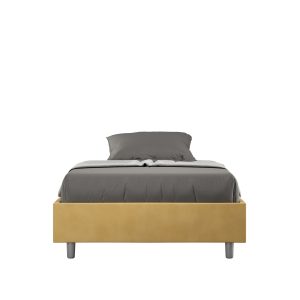 Letto una piazza e mezza senza rete imbottito 120x210 microfibra ocra Azelia