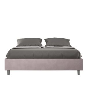 Letto matrimoniale senza rete imbottito 160x210 microfibra glicine Azelia