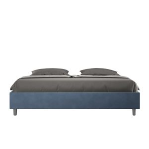 Letto matrimoniale king size senza rete imbottito 180x190 microfibra blu Azelia