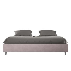 Letto matrimoniale king size senza rete imbottito 180x190 microfibra glicine Azelia