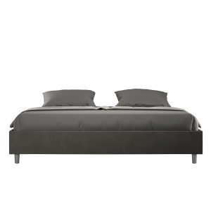 Letto matrimoniale king size senza rete imbottito 180x190 microfibra grigio Azelia