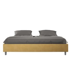 Letto matrimoniale king size senza rete imbottito 180x190 microfibra ocra Azelia
