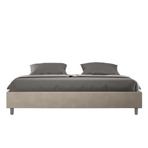 Letto matrimoniale king size senza rete imbottito 180x190 microfibra sabbia Azelia
