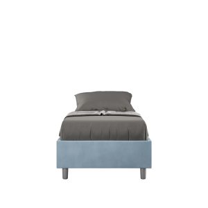 Letto una piazza e mezza senza rete imbottito 110x210 microfibra azzurro Azelia