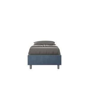 Letto una piazza e mezza senza rete imbottito 110x210 microfibra blu Azelia