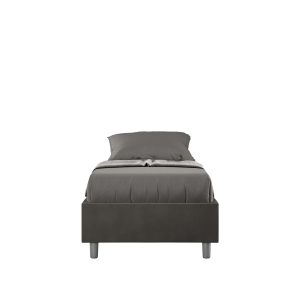 Letto una piazza e mezza senza rete imbottito 110x210 microfibra grigio Azelia
