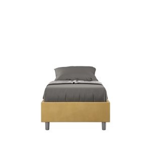 Letto una piazza e mezza senza rete imbottito 110x210 microfibra ocra Azelia