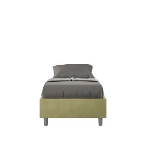 Letto una piazza e mezza senza rete imbottito 110x210 microfibra tè verde Azelia