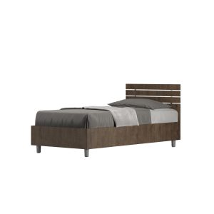 Letto singolo senza rete 80x190 testata dritta con doghe noce Ankel