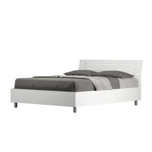 Letto matrimoniale francese senza rete 140x190 testata inclinata con doghe bianco frassino Ankel