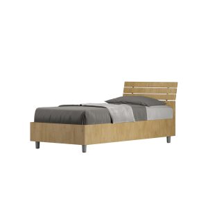 Letto singolo senza rete 80x190 testata inclinata con doghe quercia Ankel