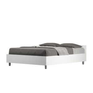 Letto matrimoniale francese senza rete 140x190 bianco frassino Nuamo