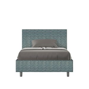 Letto una piazza e mezza contenitore imbottito 120x210 tessuto Aragona 8 blu Adele