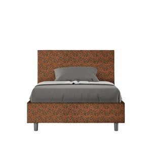 Letto una piazza e mezza contenitore imbottito 120x210 tessuto Era 4 arancio Adele