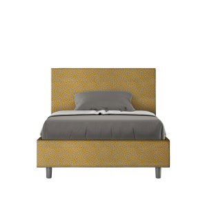 Letto una piazza e mezza contenitore imbottito 120x210 tessuto Era 6 giallo Adele