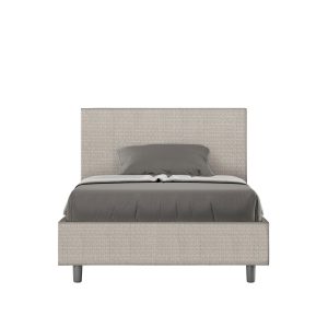 Letto una piazza e mezza contenitore imbottito 120x210 tessuto Labirinto 1 bianco Adele