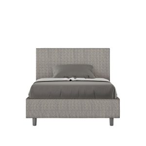 Letto una piazza e mezza contenitore imbottito 120x210 tessuto Labirinto 2 grigio Adele