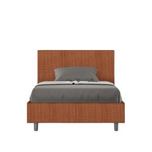 Letto una piazza e mezza contenitore imbottito 120x210 tessuto Labirinto 4 arancio Adele