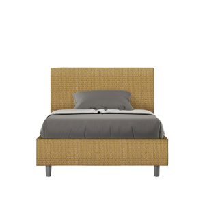 Letto una piazza e mezza contenitore imbottito 120x210 tessuto Labirinto 6 giallo Adele