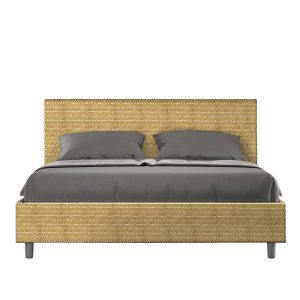 Letto matrimoniale contenitore doppia alzata imbottito 160x210 tessuto Aragona 3 giallo Adele