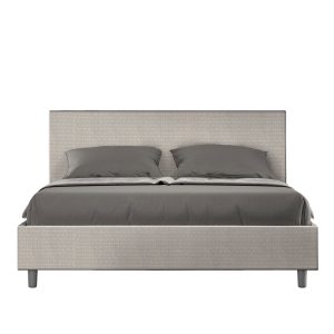 Letto matrimoniale contenitore doppia alzata imbottito 160x210 tessuto Labirinto 1 bianco Adele