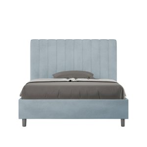 Letto una piazza e mezza senza rete imbottito 120x190 microfibra azzurro Agueda