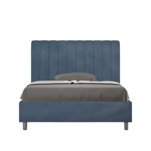 Letto una piazza e mezza senza rete imbottito 120x190 microfibra blu Agueda