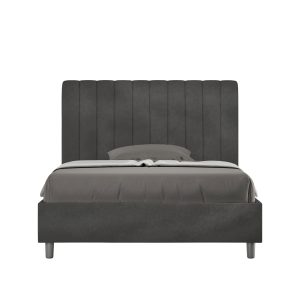 Letto una piazza e mezza senza rete imbottito 120x200 microfibra grigio Agueda