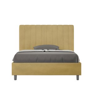 Letto una piazza e mezza senza rete imbottito 120x190 microfibra ocra Agueda