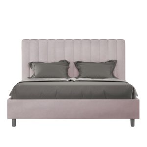 Letto matrimoniale senza rete imbottito 160x190 microfibra glicine Agueda