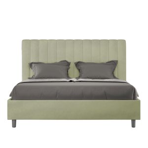 Letto matrimoniale senza rete imbottito 160x190 microfibra tè verde Agueda