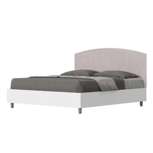 Letto matrimoniale senza rete 160x200 bianco frassino testata microfibra glicine Antilia