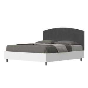 Letto matrimoniale senza rete 160x200 bianco frassino testata microfibra grigio Antilia