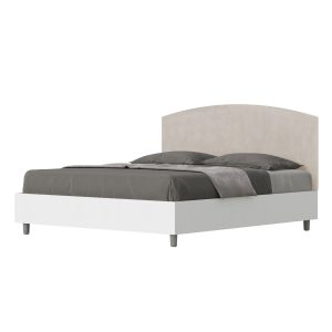 Letto matrimoniale senza rete 160x200 bianco frassino testata microfibra sabbia Antilia